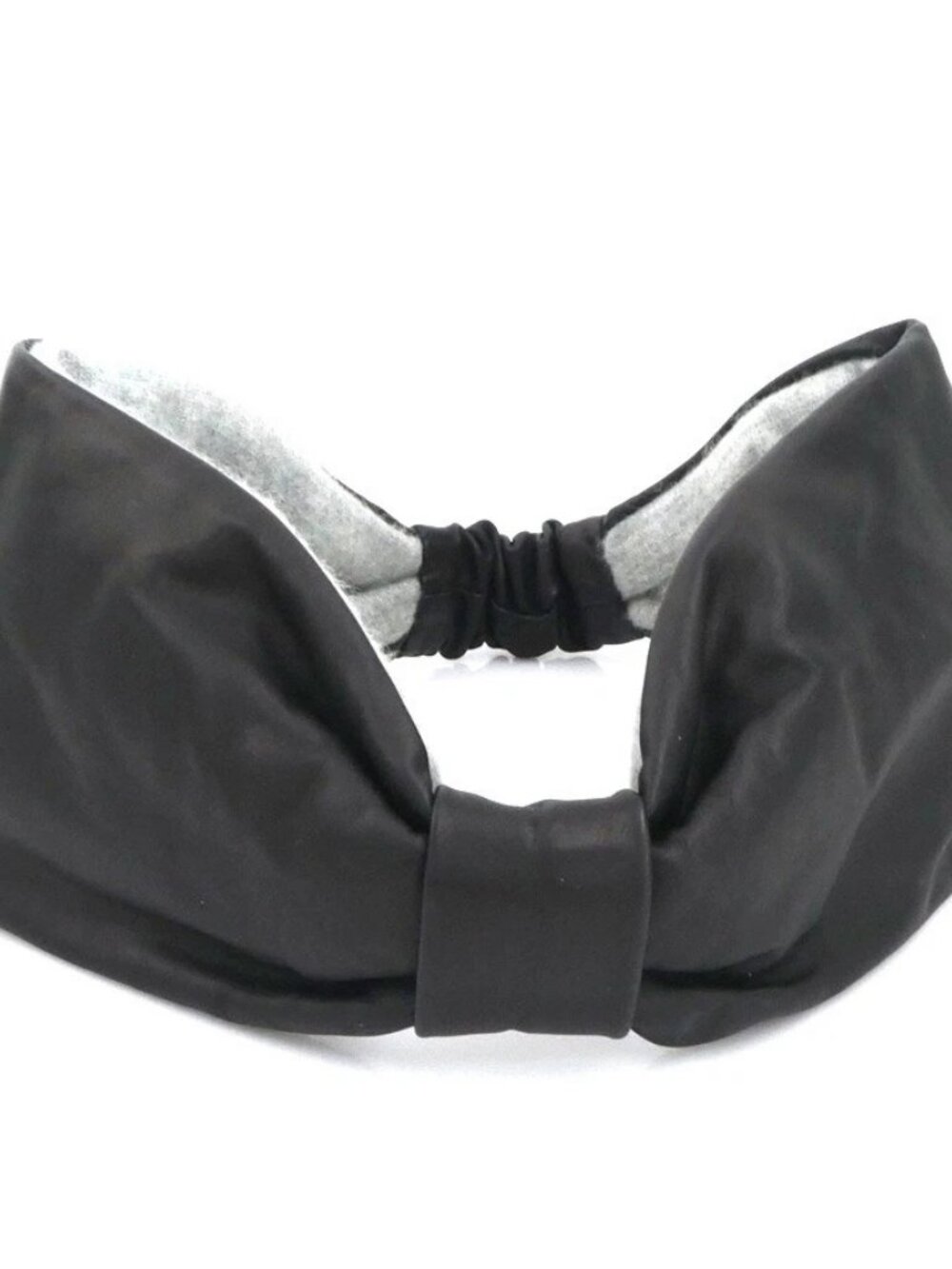 HERMES Hair Band Headband Black/Grey Calf/Cashmere